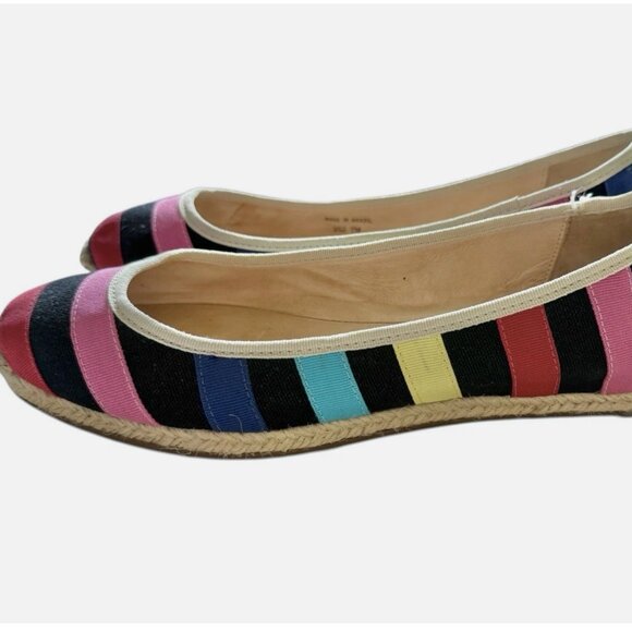 Kate Spade New York Canvas Rainbow Striped Espadrilles Flats Shoes Women size 7 - Picture 2 of 9